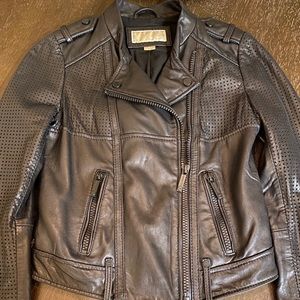 Michael Kors Perforated Black Leather Jacket XS